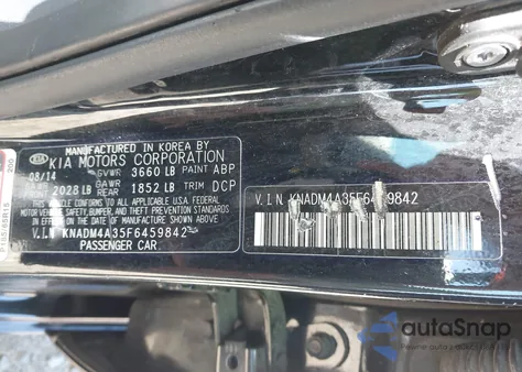 2015 Kia Rio Lx from USA, damaged, VIN KNADM4A35F6459842